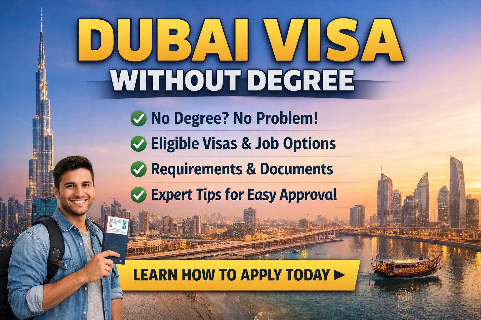 dubai visa without degree how to apply & job options
