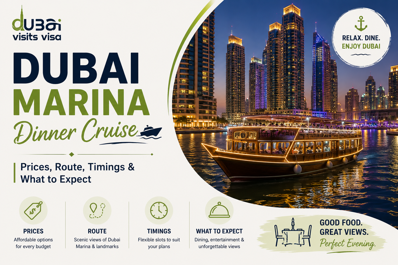 dubai marina dinner cruise: price, route & timings 2026