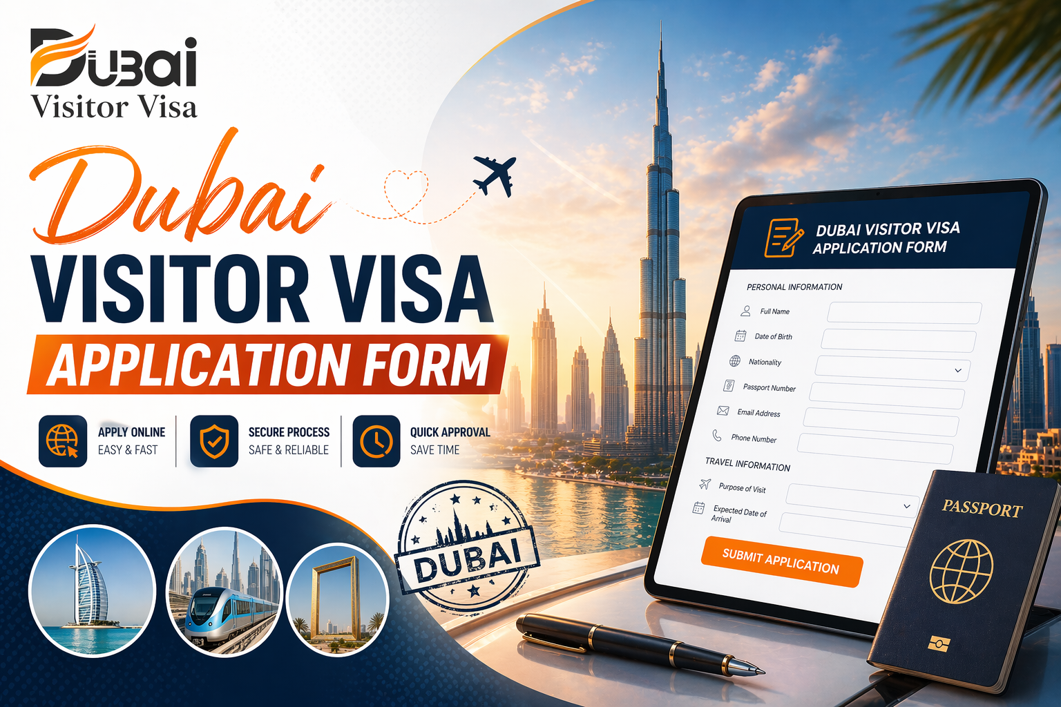 dubai visitor visa application form | apply online easily & securely