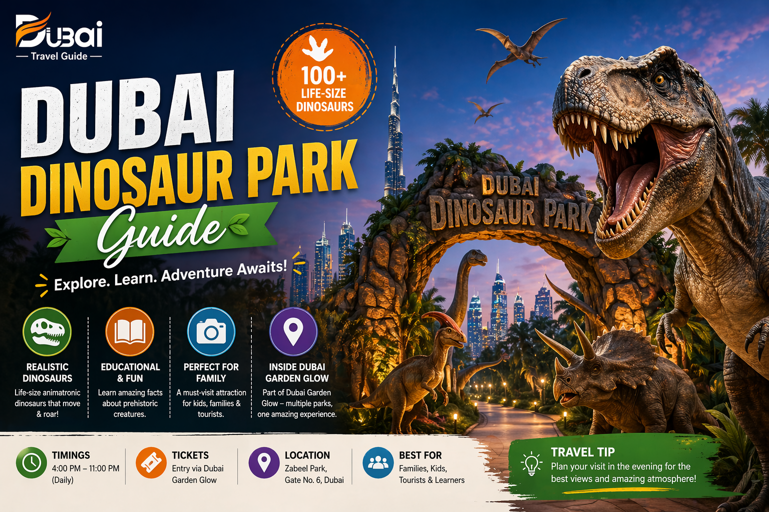 dubai dinosaur park guide | timings, tickets & visitor tips