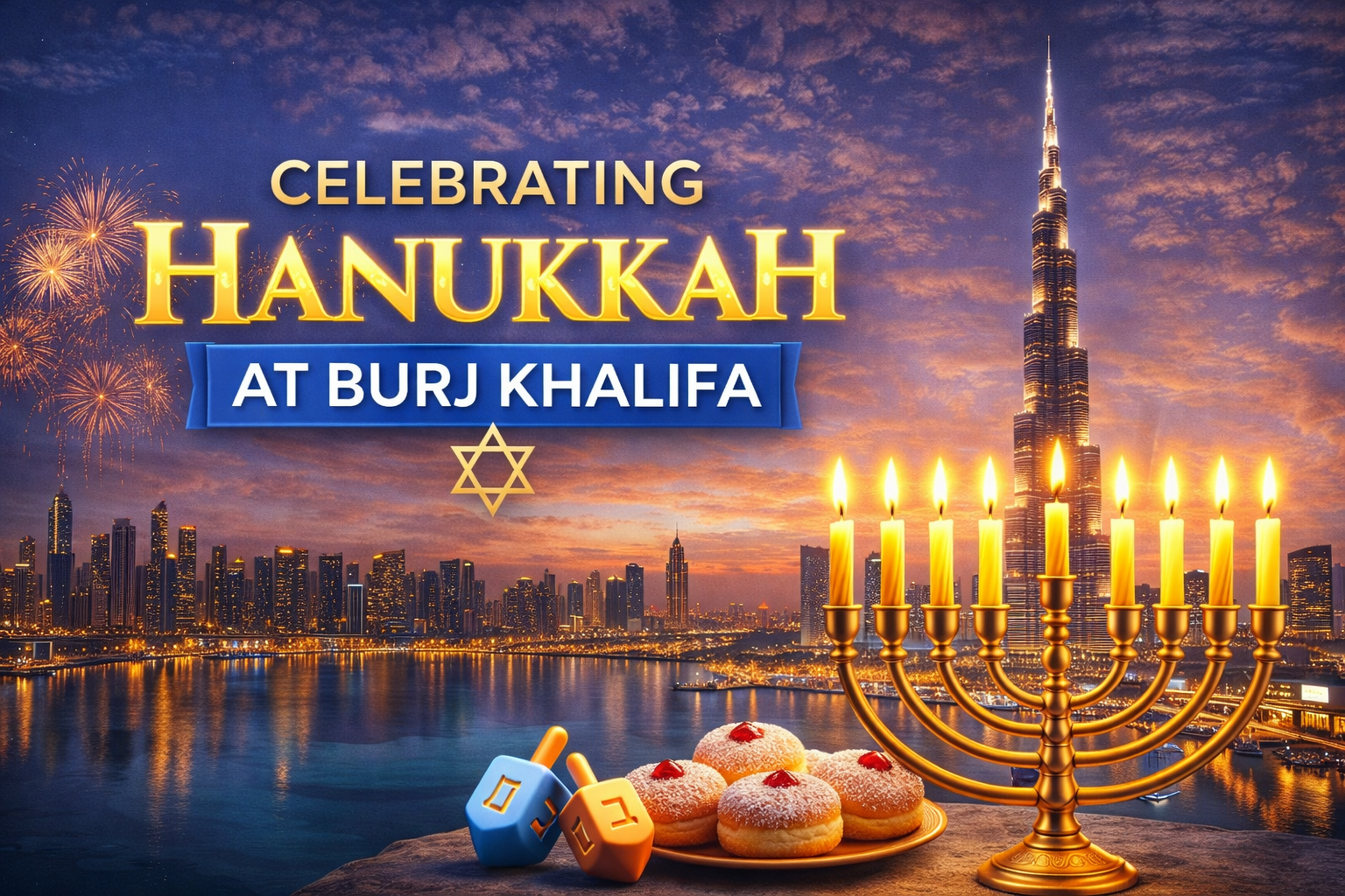 hanukkah in dubai 2026 | burj khalifa menorah & jewish festivals